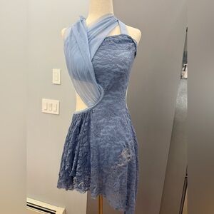 Kelle One Shoulder Blue Lace dance lyrical costume AS